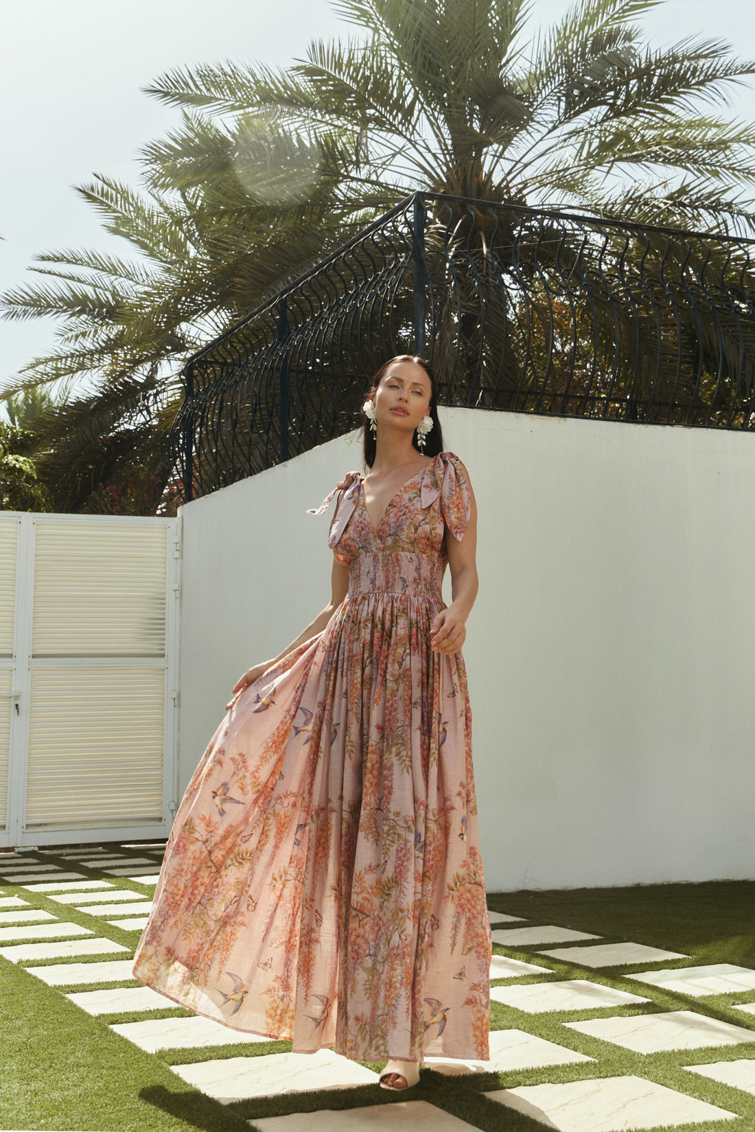 Wisteria Blush Bow Maxi Dress