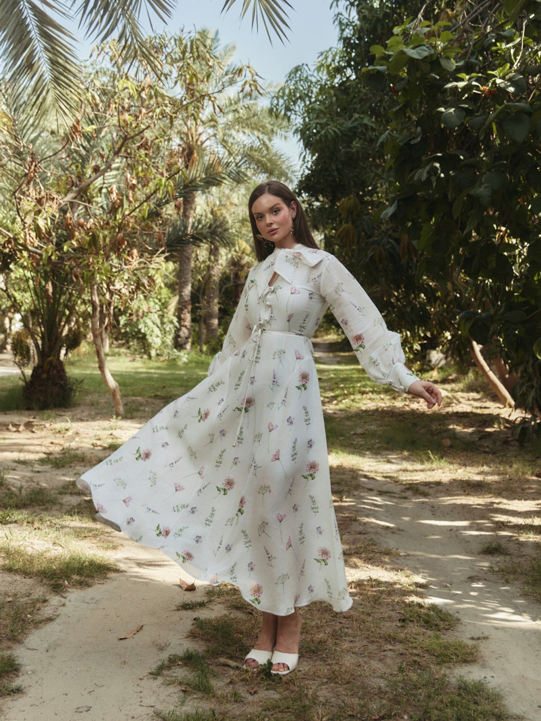 Whispering Bloom Bow Midi Dress