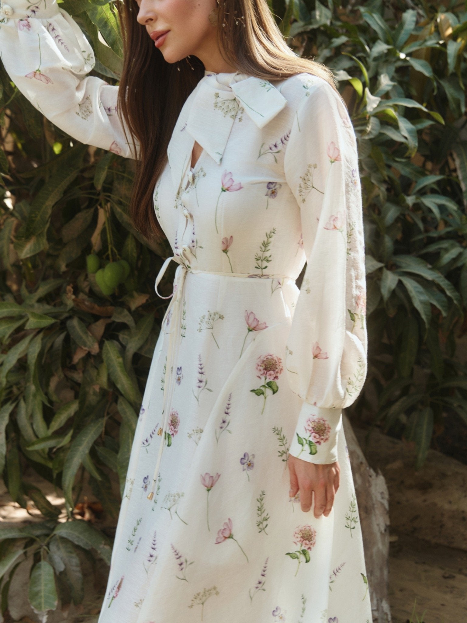 Whispering Bloom Bow Midi Dress
